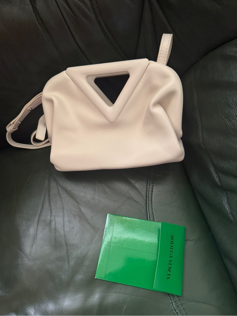 Bottega Veneta Cream Triangle-Handle Crossbody Bag